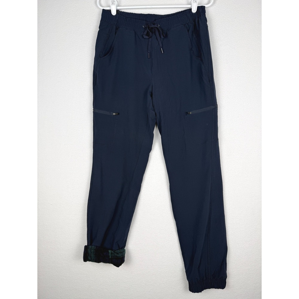 NEW Eddie Bauer Fleece Lined Joggers Womens 4 Blue Zipper Cargo Pockets 1536440
